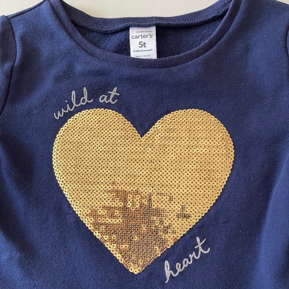 Carter’s blue long sleeve dress with sequin heart - Picture 5 of 8